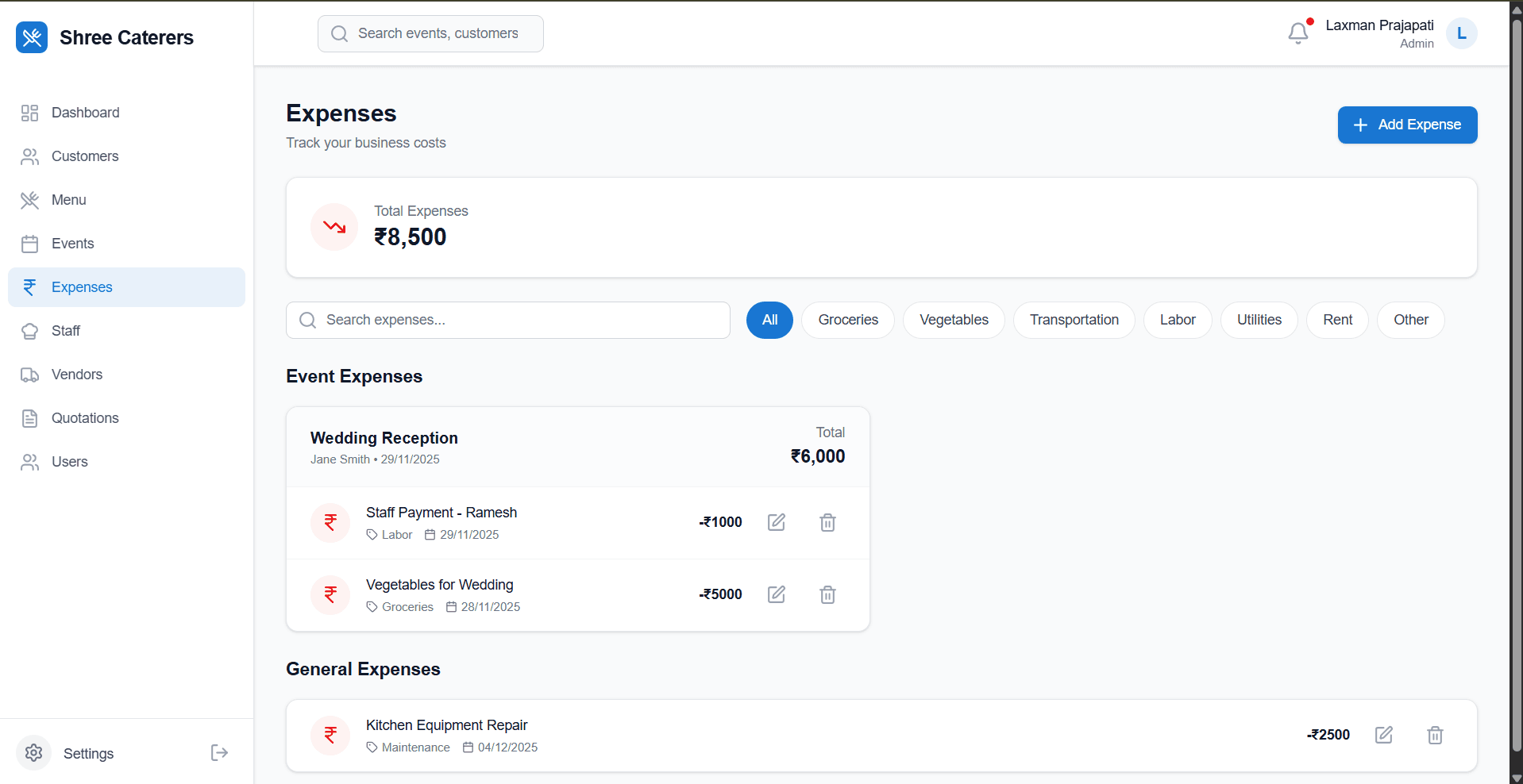Catering Management System - Screenshot 3
