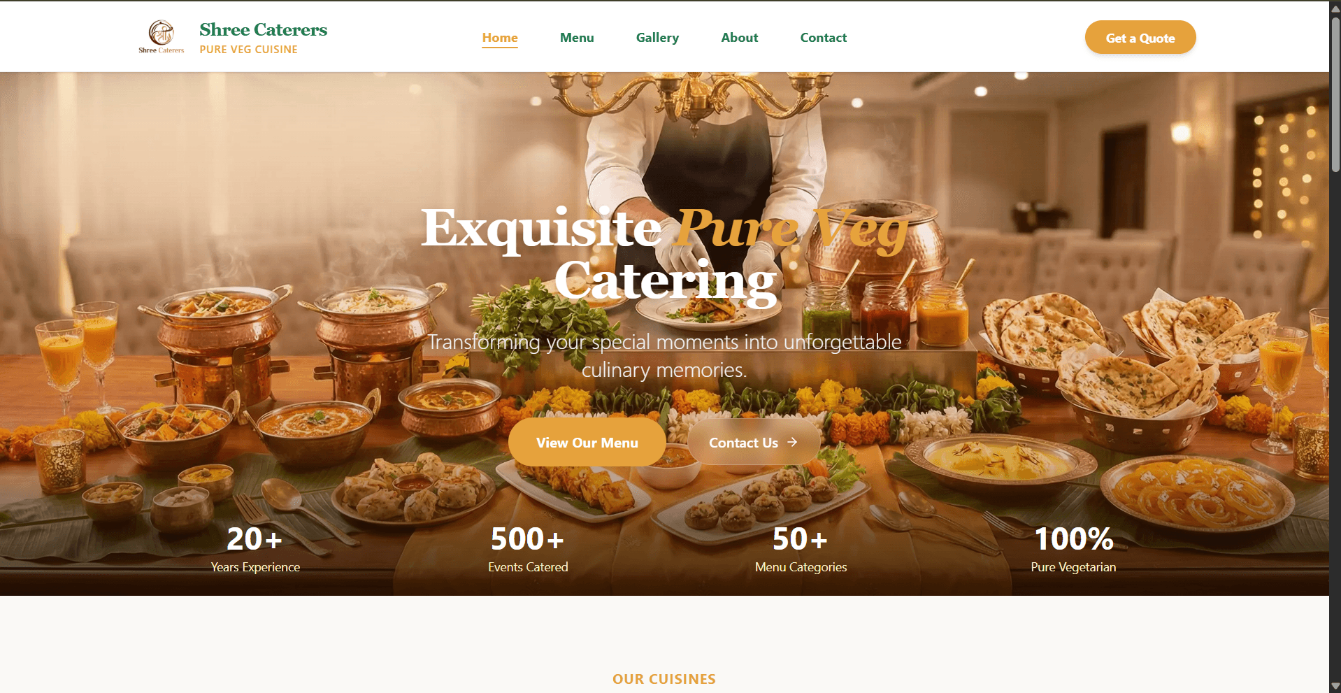 Shree Caterers's Full Stack Web Application - 1