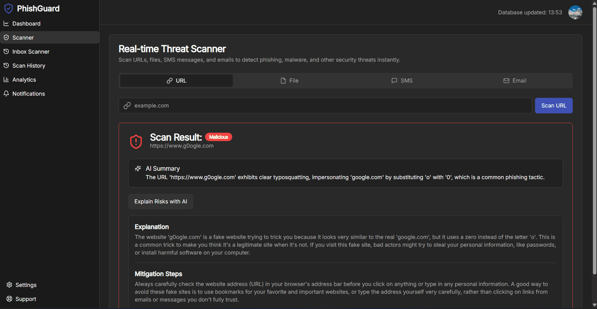 PhishGuard – AI-Powered Email Threat Intelligence - Screenshot 3